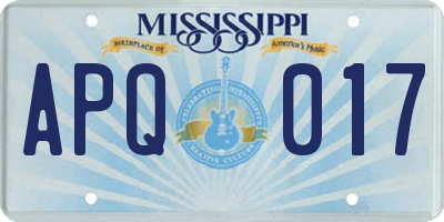 MS license plate APQ017