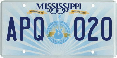 MS license plate APQ020