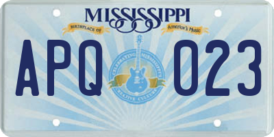 MS license plate APQ023