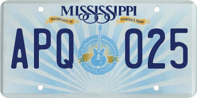 MS license plate APQ025