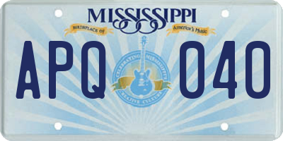 MS license plate APQ040