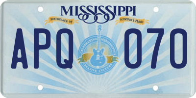 MS license plate APQ070