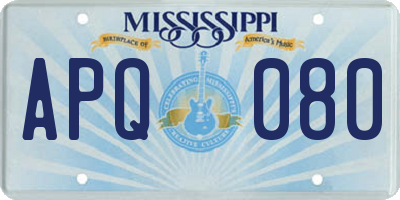 MS license plate APQ080
