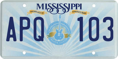 MS license plate APQ103