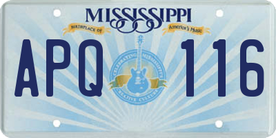 MS license plate APQ116