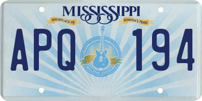 MS license plate APQ194