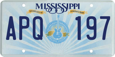 MS license plate APQ197