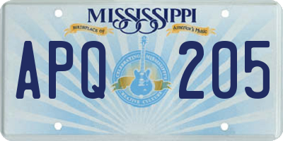 MS license plate APQ205