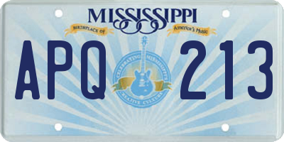 MS license plate APQ213
