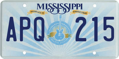 MS license plate APQ215
