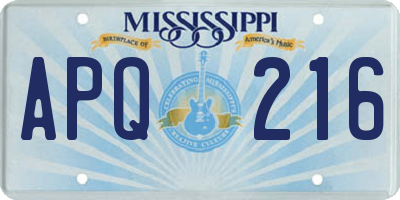 MS license plate APQ216