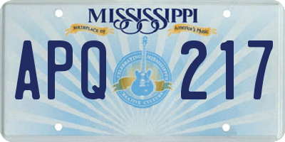 MS license plate APQ217
