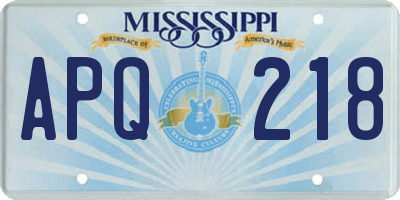 MS license plate APQ218