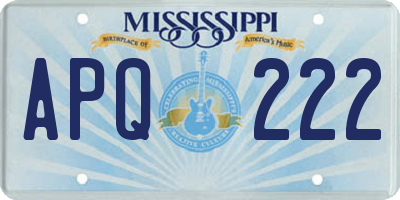 MS license plate APQ222