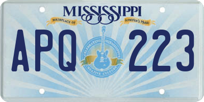 MS license plate APQ223