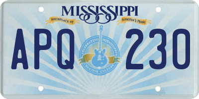 MS license plate APQ230