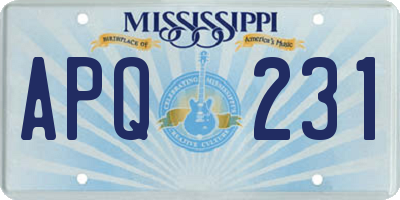 MS license plate APQ231