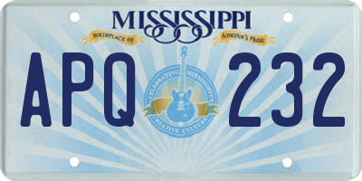 MS license plate APQ232