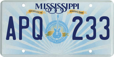 MS license plate APQ233