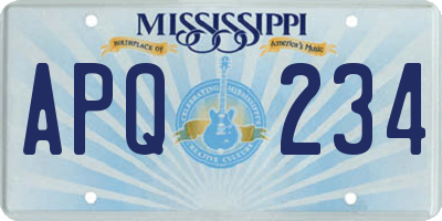 MS license plate APQ234