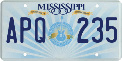 MS license plate APQ235