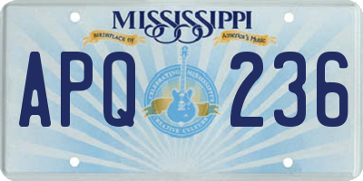 MS license plate APQ236