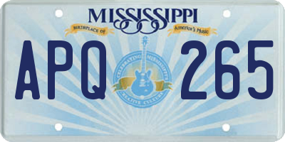 MS license plate APQ265