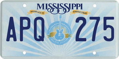 MS license plate APQ275