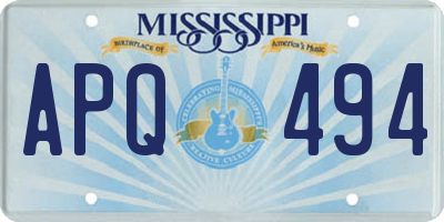 MS license plate APQ494
