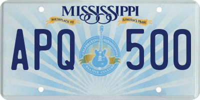 MS license plate APQ500