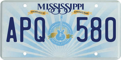 MS license plate APQ580