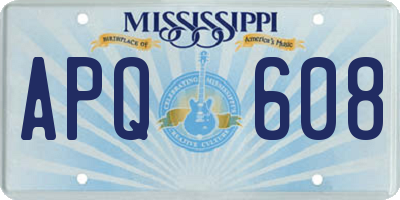 MS license plate APQ608