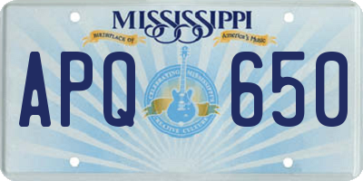 MS license plate APQ650