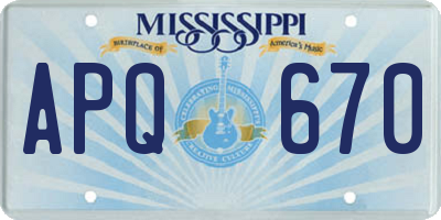 MS license plate APQ670
