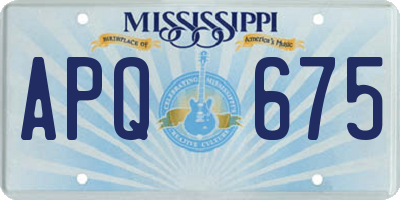 MS license plate APQ675