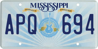 MS license plate APQ694