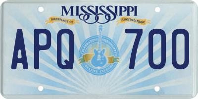 MS license plate APQ700