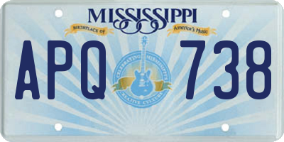 MS license plate APQ738
