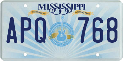 MS license plate APQ768