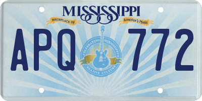 MS license plate APQ772