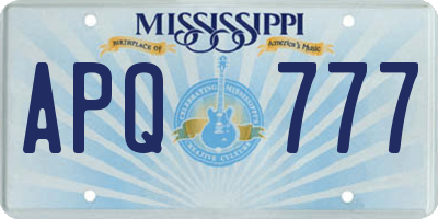 MS license plate APQ777