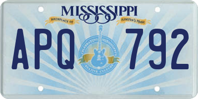 MS license plate APQ792