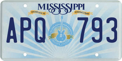 MS license plate APQ793