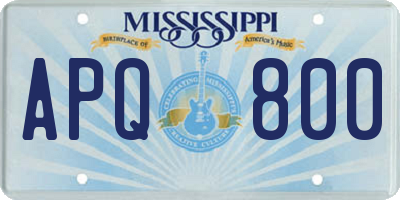 MS license plate APQ800