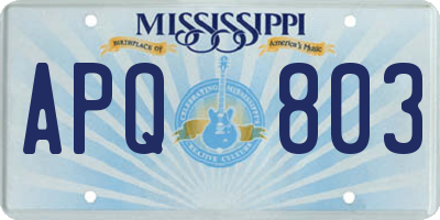 MS license plate APQ803