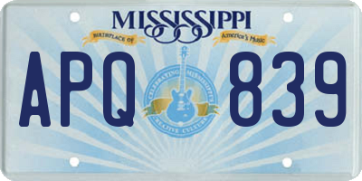 MS license plate APQ839