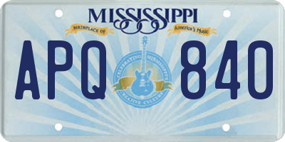 MS license plate APQ840