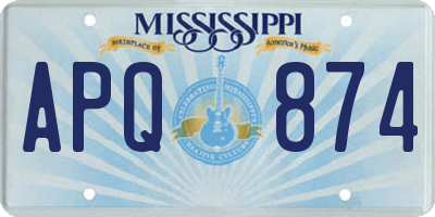 MS license plate APQ874