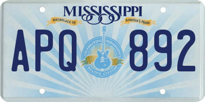 MS license plate APQ892