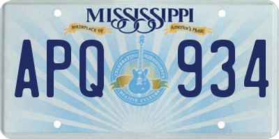MS license plate APQ934